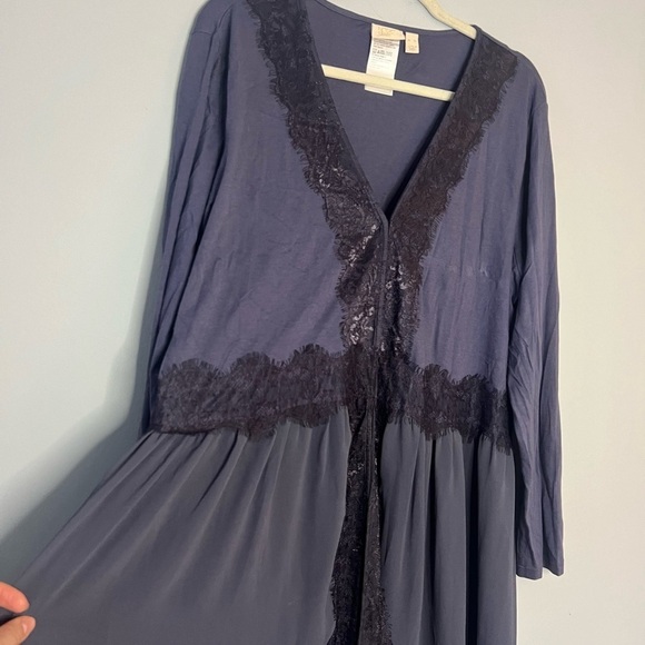 LOGO Lavish Lace Duster Cardigan Dress Robe Cotton/Modal XL - Picture 2 of 8